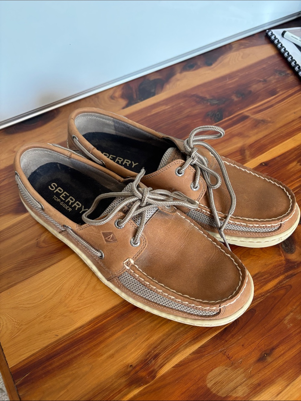 Sperry Tan Leather Lace-Up Boat Shoes
